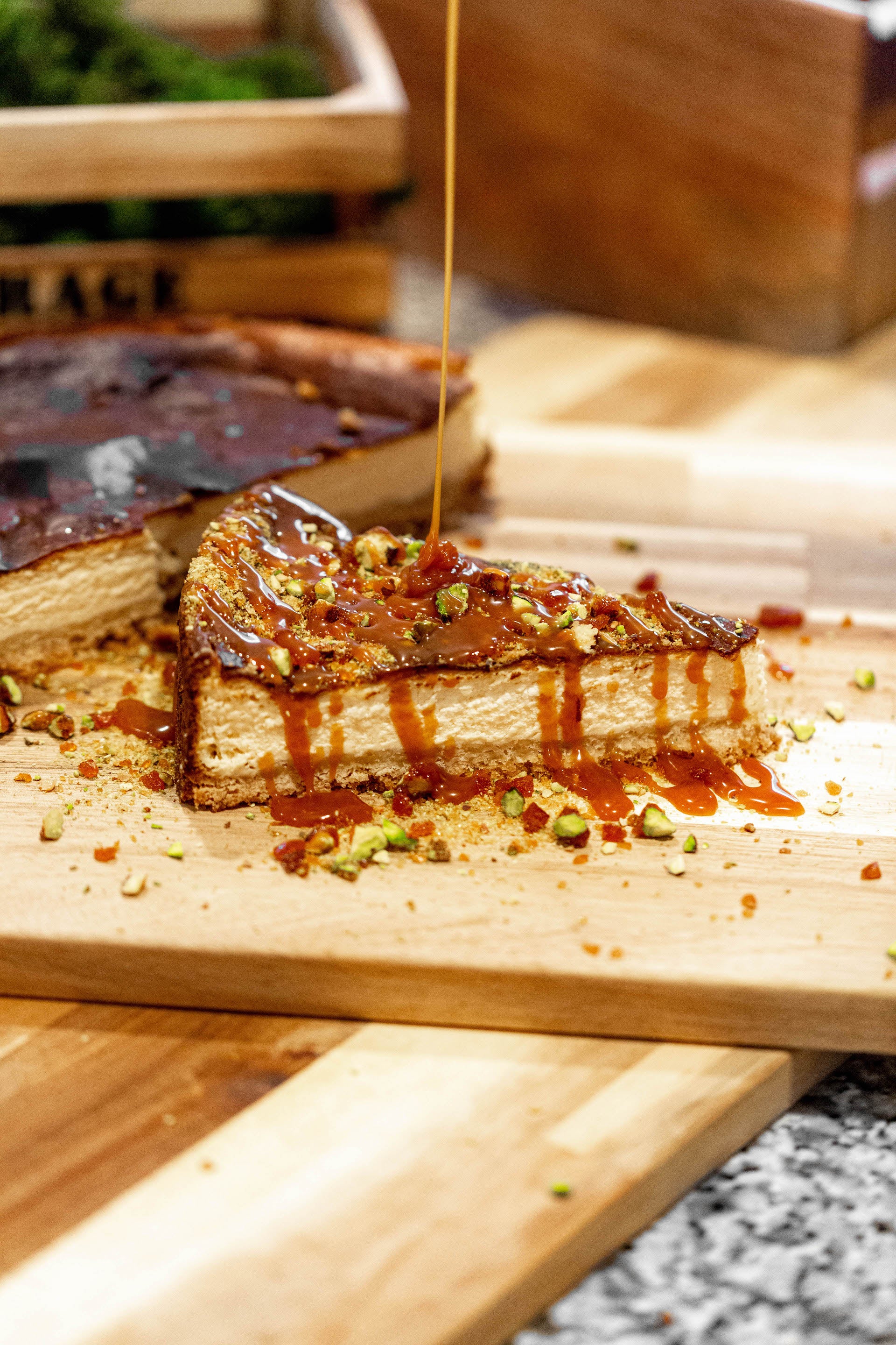 Pistachio & toffee cheesecake